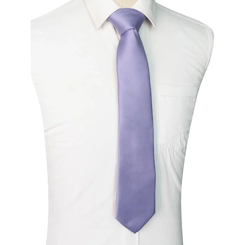 Men's Lavender Solid Pure Color Imported Polyester Formal Neck Ties